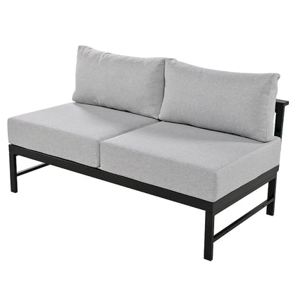 4-Piece Outdoor Patio Aluminum U-Shaped Sectional Sofa Set with Thick Cushions