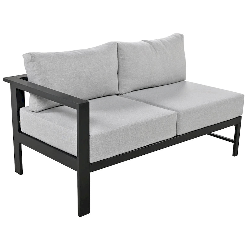 4-Piece Outdoor Patio Aluminum U-Shaped Sectional Sofa Set with Thick Cushions