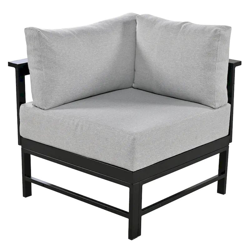 4-Piece Outdoor Patio Aluminum U-Shaped Sectional Sofa Set with Thick Cushions