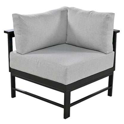 4-Piece Outdoor Patio Aluminum U-Shaped Sectional Sofa Set with Thick Cushions