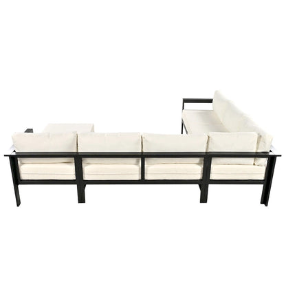 4-Piece Outdoor Patio Aluminum U-Shaped Sectional Sofa Set with Thick Cushions