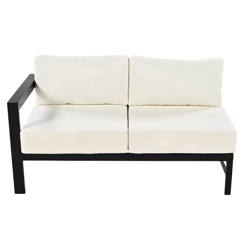 4-Piece Outdoor Patio Aluminum U-Shaped Sectional Sofa Set with Thick Cushions