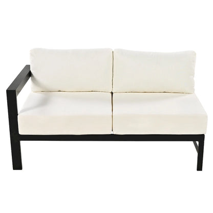 4-Piece Outdoor Patio Aluminum U-Shaped Sectional Sofa Set with Thick Cushions