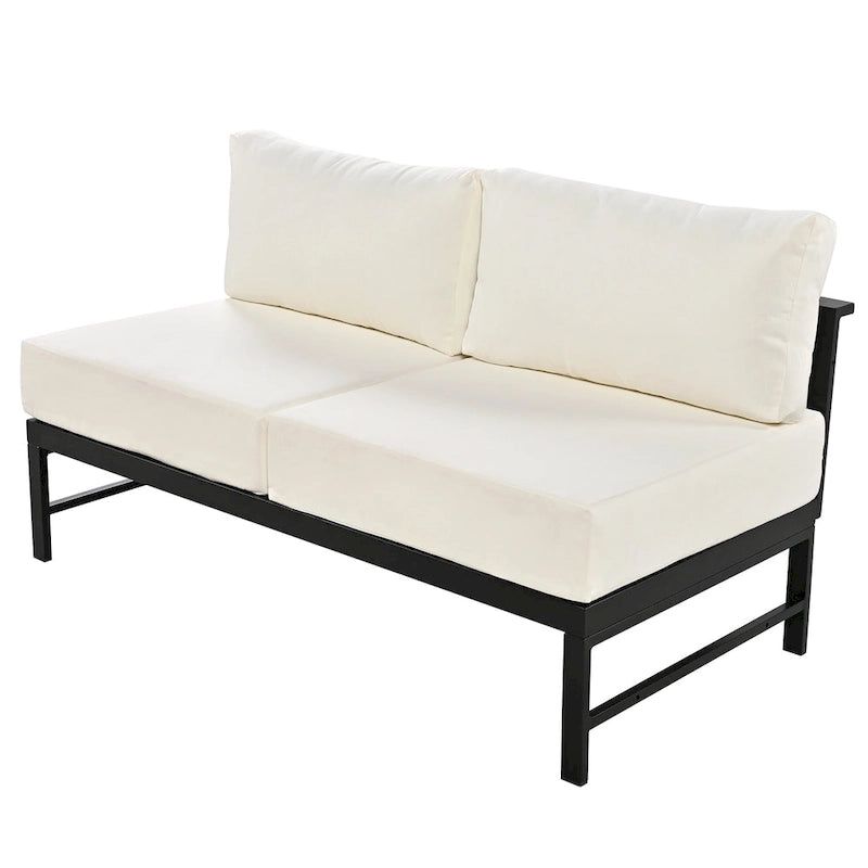 4-Piece Outdoor Patio Aluminum U-Shaped Sectional Sofa Set with Thick Cushions