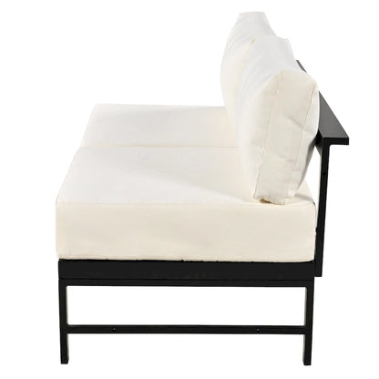 4-Piece Outdoor Patio Aluminum U-Shaped Sectional Sofa Set with Thick Cushions