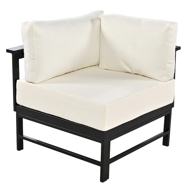 4-Piece Outdoor Patio Aluminum U-Shaped Sectional Sofa Set with Thick Cushions