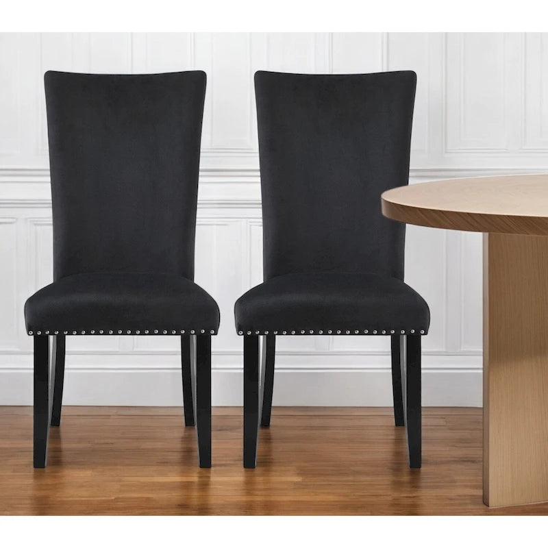 HomeRoots Set of Two Black Upholstered Velvet Dining Side Chairs - 20.25' X '40.75' X '27