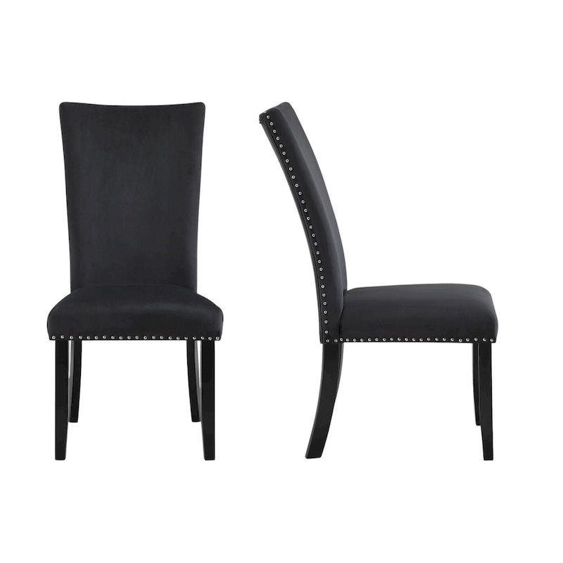 HomeRoots Set of Two Black Upholstered Velvet Dining Side Chairs - 20.25' X '40.75' X '27