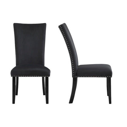 HomeRoots Set of Two Black Upholstered Velvet Dining Side Chairs - 20.25' X '40.75' X '27