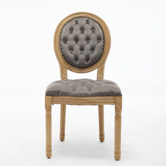 Solid Wood Frame Antique Dining Chair, Hand-Pulled Buckle Decoration Velvet Dining Chair with Nailhead Trim, Set of 2