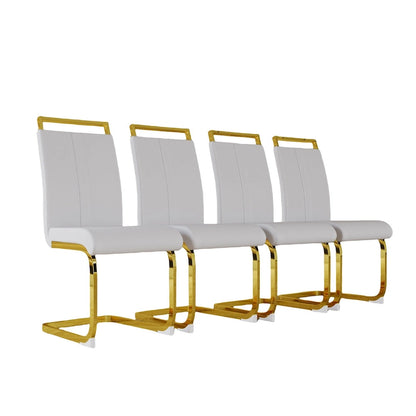 PU Leather High Back Upholstered Dining Chair w/ Metal Legs (Set of 4)