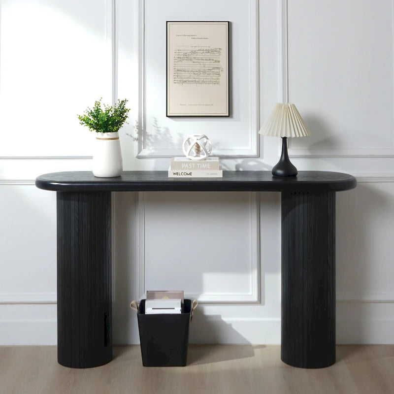 60  Wood Console Table with Ribbed Legs
