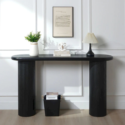60  Wood Console Table with Ribbed Legs