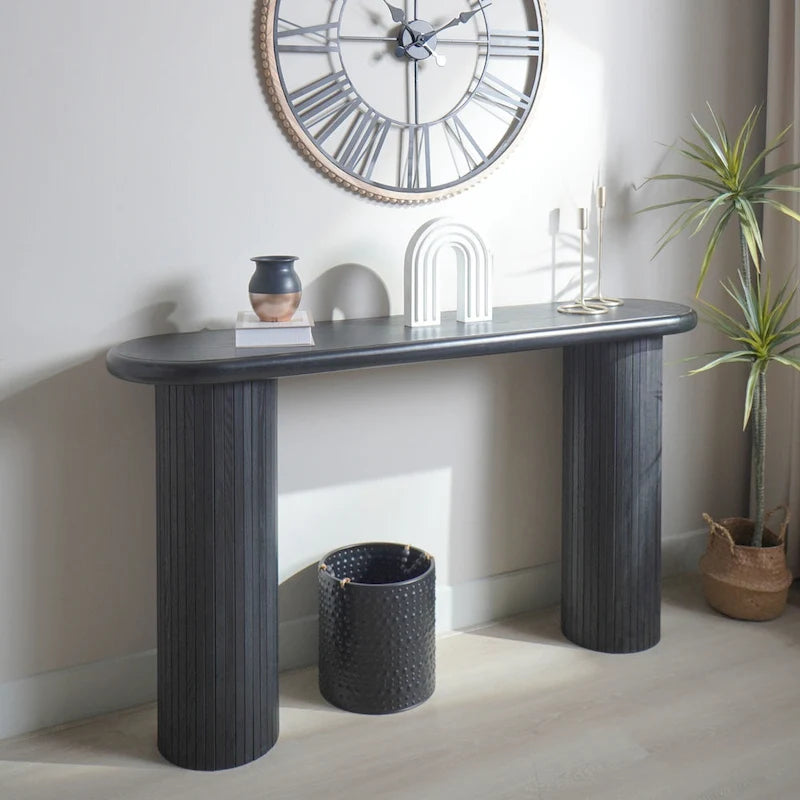 60  Wood Console Table with Ribbed Legs