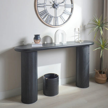 60  Wood Console Table with Ribbed Legs