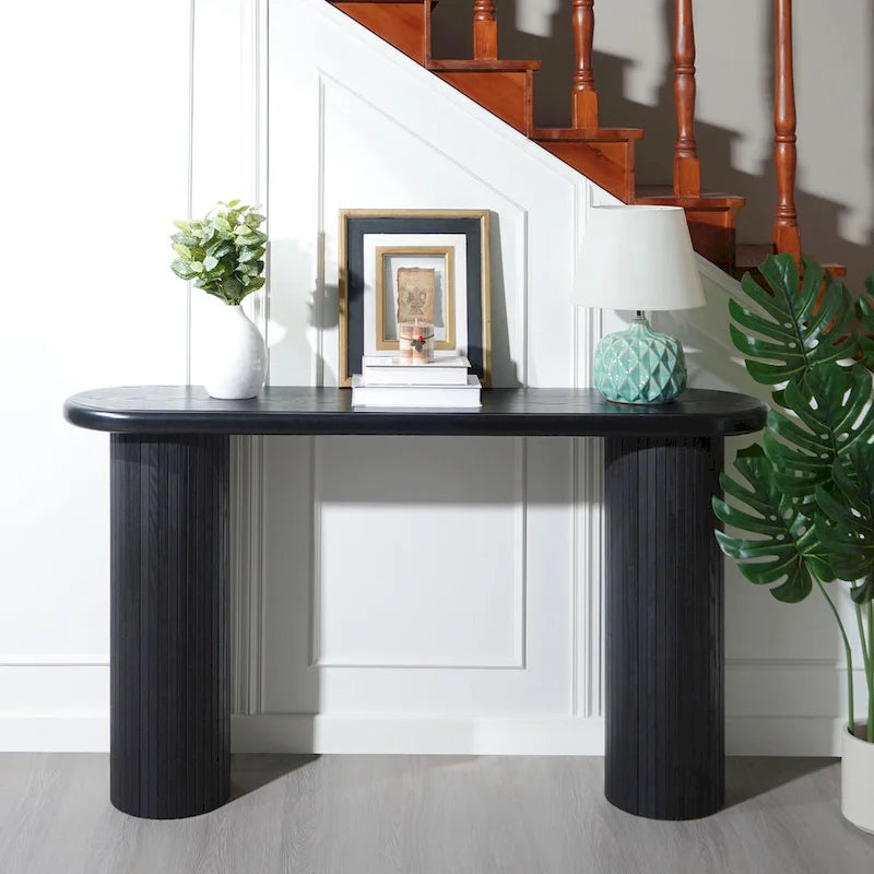 60  Wood Console Table with Ribbed Legs