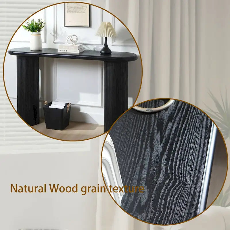 60  Wood Console Table with Ribbed Legs