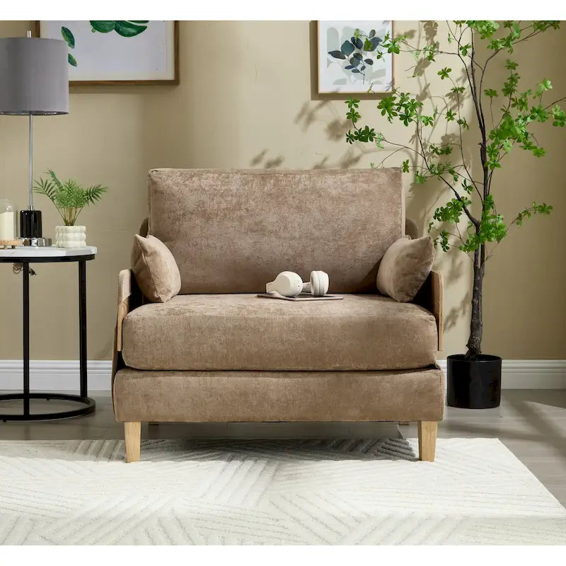 Chenille Upholstered 3-in-1 Convertible Sleeper Foldable Sofa Bed Recliner Chair with 3 Pillows