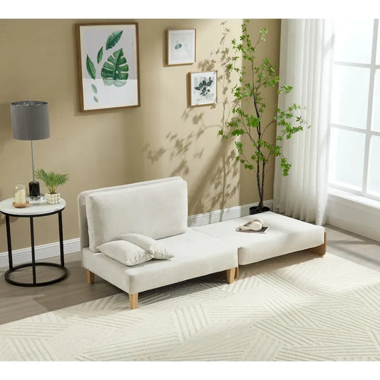 Chenille Upholstered 3-in-1 Convertible Sleeper Foldable Sofa Bed Recliner Chair with 3 Pillows