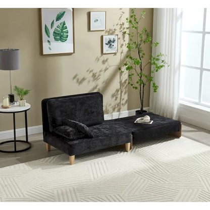 Chenille Upholstered 3-in-1 Convertible Sleeper Foldable Sofa Bed Recliner Chair with 3 Pillows