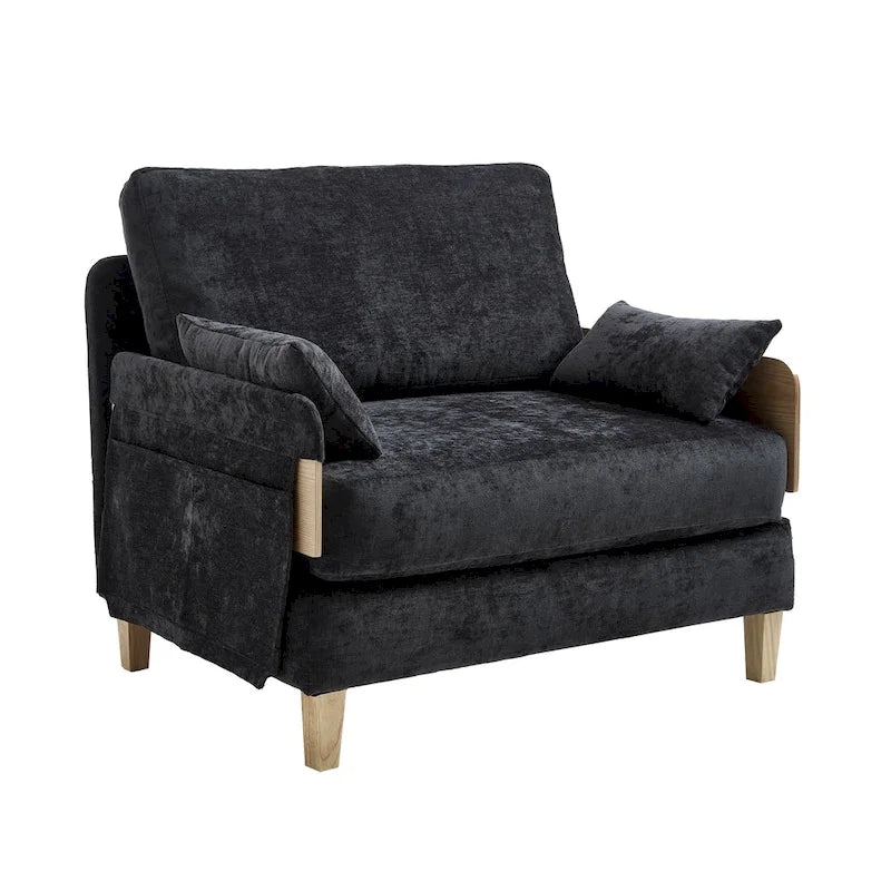 Chenille Upholstered 3-in-1 Convertible Sleeper Foldable Sofa Bed Recliner Chair with 3 Pillows