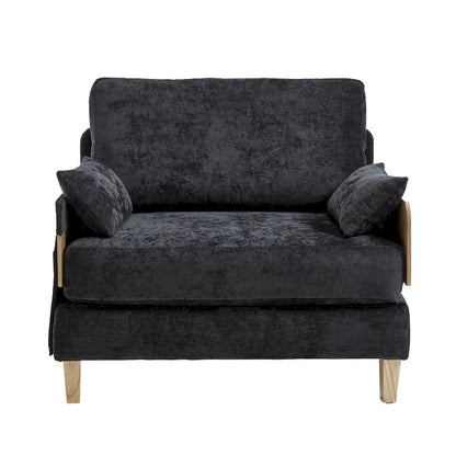 Chenille Upholstered 3-in-1 Convertible Sleeper Foldable Sofa Bed Recliner Chair with 3 Pillows