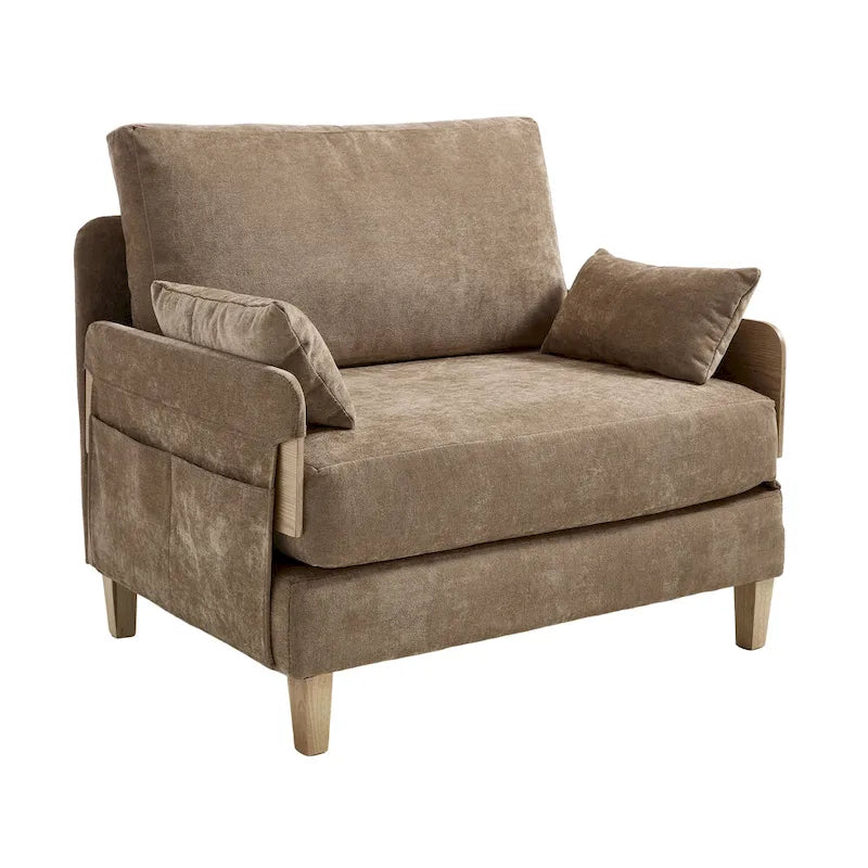 Chenille Upholstered 3-in-1 Convertible Sleeper Foldable Sofa Bed Recliner Chair with 3 Pillows