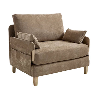 Chenille Upholstered 3-in-1 Convertible Sleeper Foldable Sofa Bed Recliner Chair with 3 Pillows