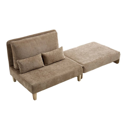 Chenille Upholstered 3-in-1 Convertible Sleeper Foldable Sofa Bed Recliner Chair with 3 Pillows