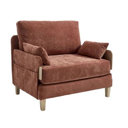 Chenille Upholstered 3-in-1 Convertible Sleeper Foldable Sofa Bed Recliner Chair with 3 Pillows