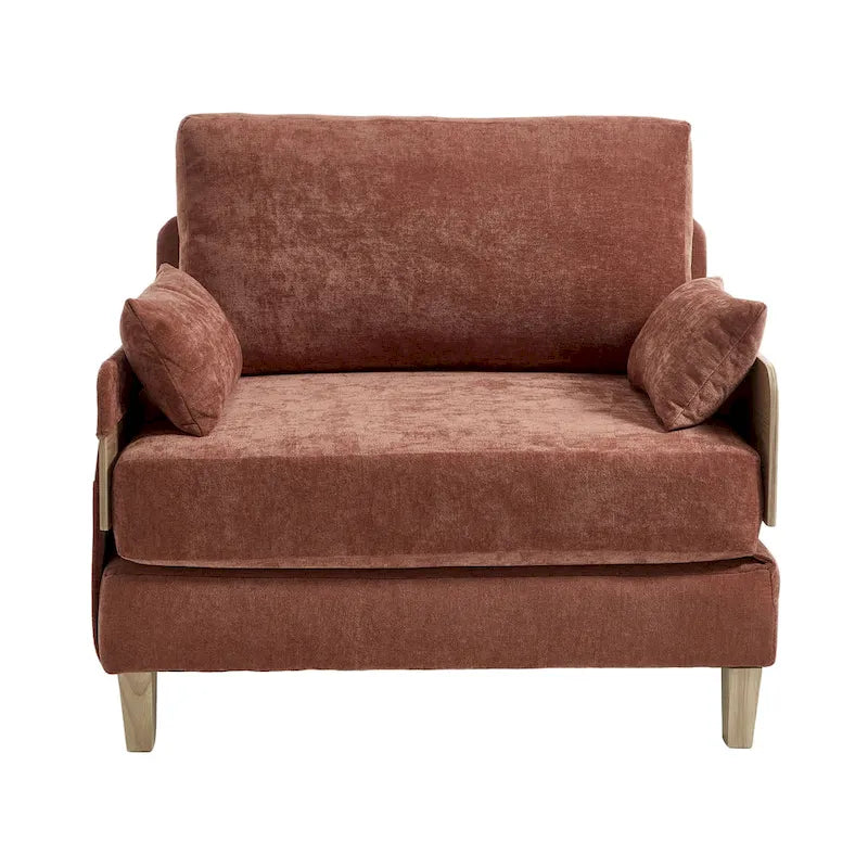 Chenille Upholstered 3-in-1 Convertible Sleeper Foldable Sofa Bed Recliner Chair with 3 Pillows