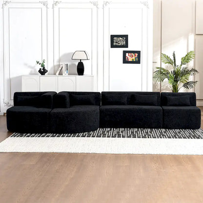 Upholstered Modular Sofa with 2 Curved Chaise Lounges and 5 Back Pillows, Free-Combination Sofa Couch for Living Room