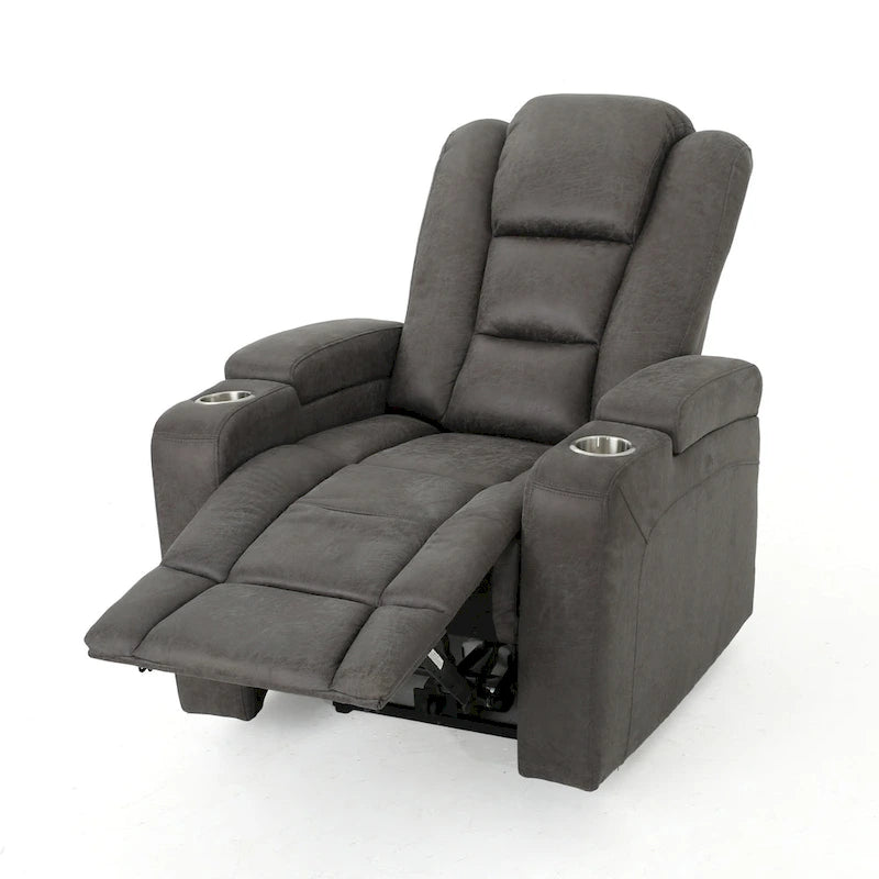 Roomfitters 33  Wide Power Standard Recliner Chair with Arm Storage and USB, Slate