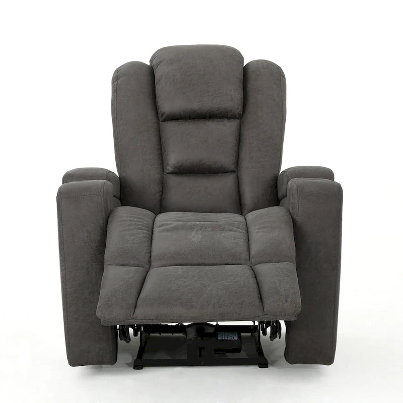 Roomfitters 33  Wide Power Standard Recliner Chair with Arm Storage and USB, Slate
