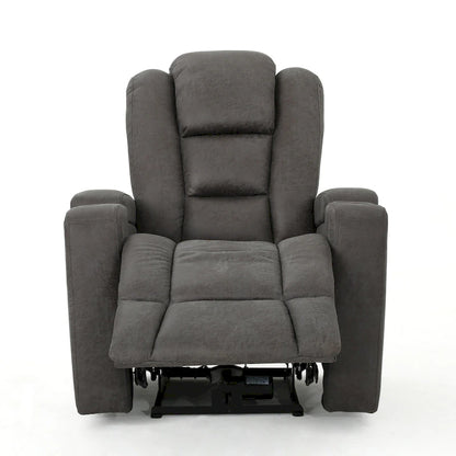 Roomfitters 33  Wide Power Standard Recliner Chair with Arm Storage and USB, Slate