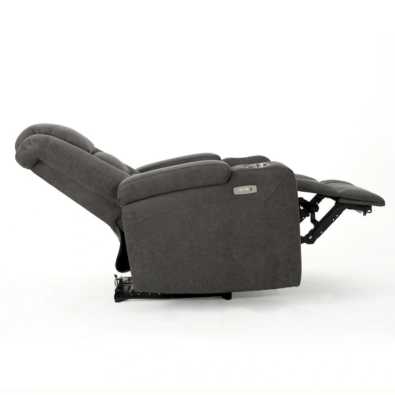 Roomfitters 33  Wide Power Standard Recliner Chair with Arm Storage and USB, Slate