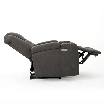 Roomfitters 33  Wide Power Standard Recliner Chair with Arm Storage and USB, Slate