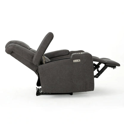 Roomfitters 33  Wide Power Standard Recliner Chair with Arm Storage and USB, Slate