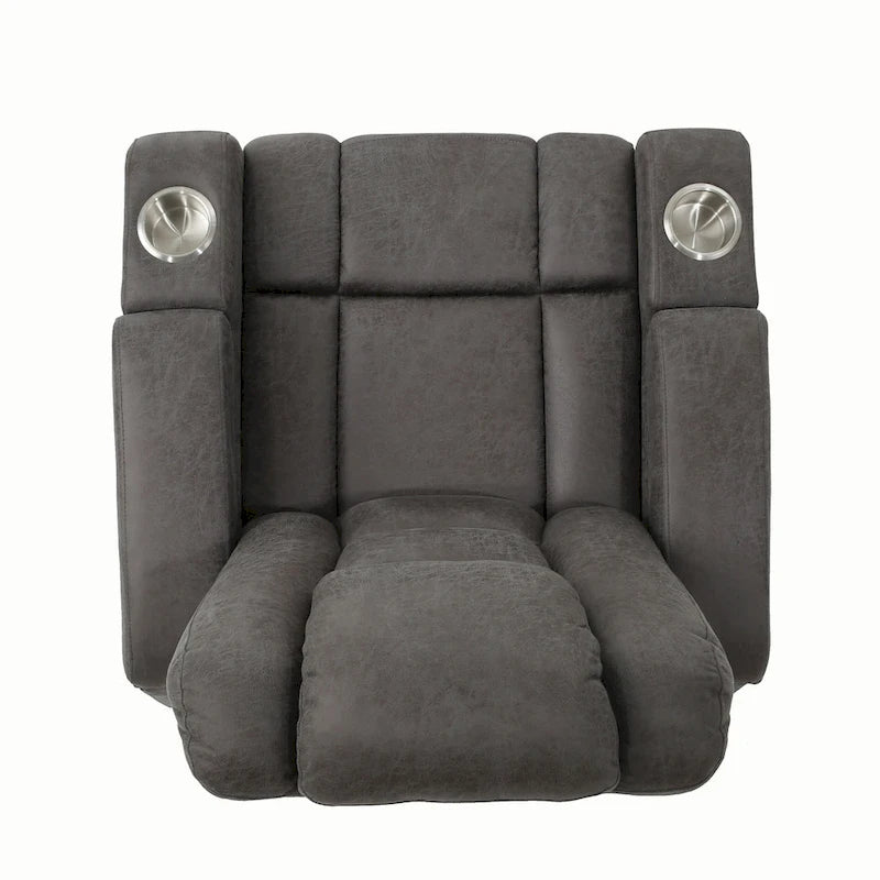 Roomfitters 33  Wide Power Standard Recliner Chair with Arm Storage and USB, Slate
