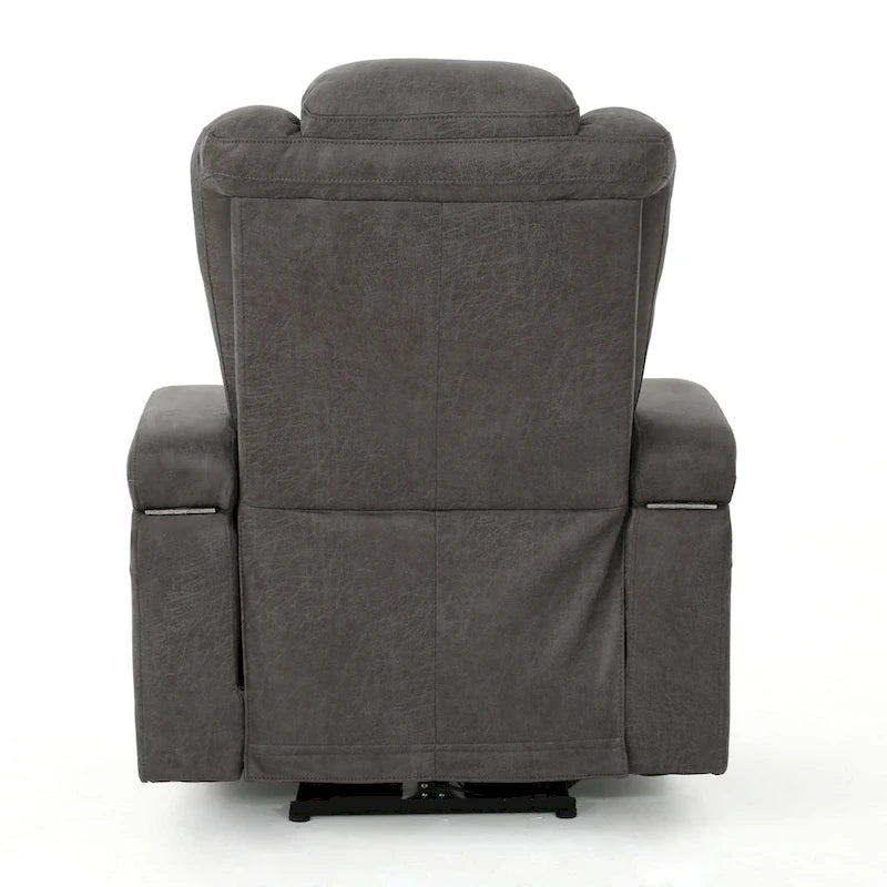 Roomfitters 33  Wide Power Standard Recliner Chair with Arm Storage and USB, Slate