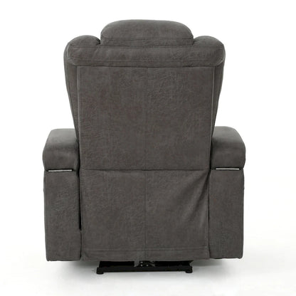 Roomfitters 33  Wide Power Standard Recliner Chair with Arm Storage and USB, Slate