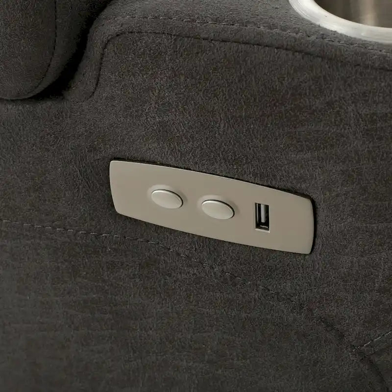 Roomfitters 33  Wide Power Standard Recliner Chair with Arm Storage and USB, Slate