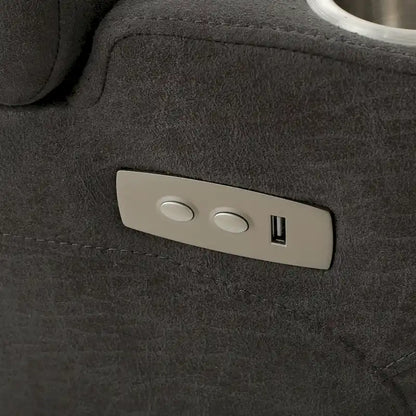 Roomfitters 33  Wide Power Standard Recliner Chair with Arm Storage and USB, Slate