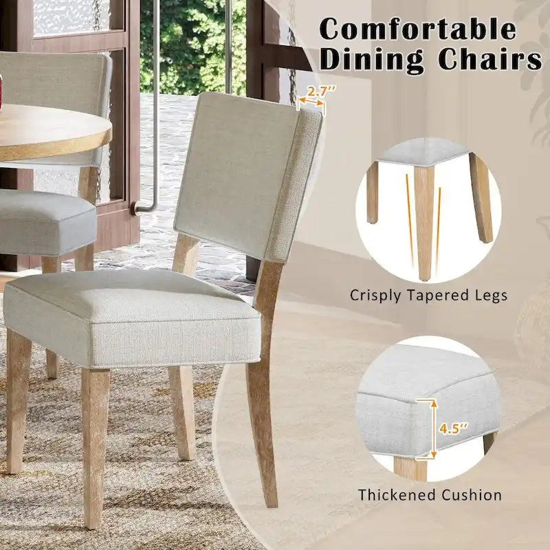 5-piece Outdoor Wooden Round Dining Set with 4 Upholstered Chairs