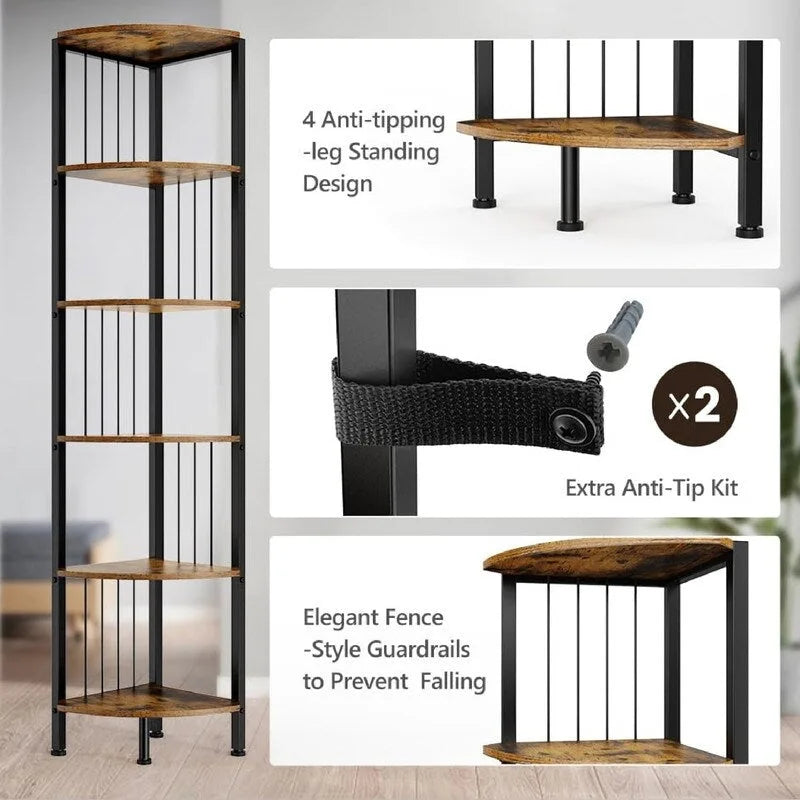 Corner Shelf Stand - 11.7 D x 11.7 W x 63 H