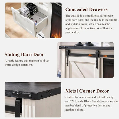 32  Tall Farmhouse TV Stand for 80  TV, Wood Entertainment Center