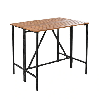 10-Piece Outdoor Patio Counter Height Foldable Dining Set with 8 Cushioned Stools, 2 Acacia Wood Foldable Table