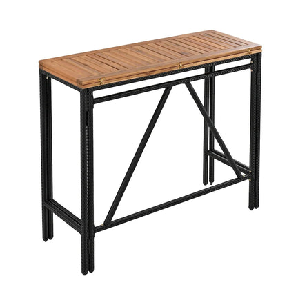 10-Piece Outdoor Patio Counter Height Foldable Dining Set with 8 Cushioned Stools, 2 Acacia Wood Foldable Table