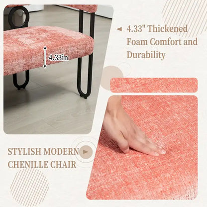 House Hold Modern Loveseat 2 Seater Sofa Chenille Fabric Couch With Arms And Metal Legs For Living Room