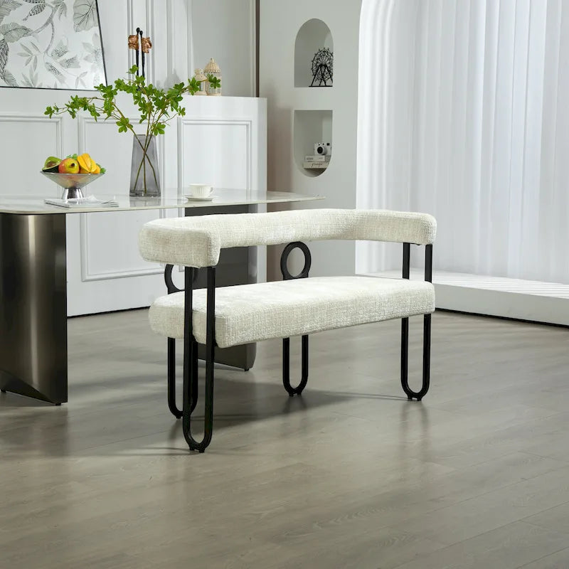 House Hold Modern Loveseat 2 Seater Sofa Chenille Fabric Couch With Arms And Metal Legs For Living Room